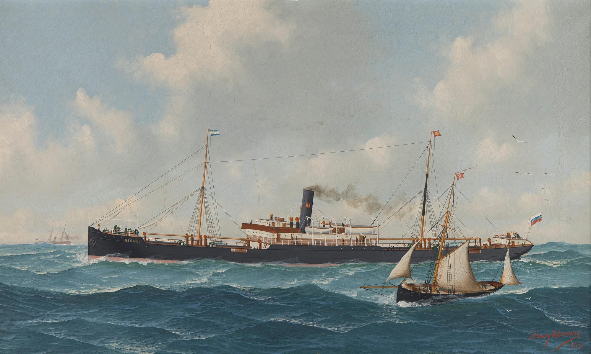 John Henry Mohrmann, Hermes ship on the rolling sea.