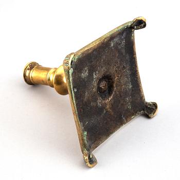 Candlestick, brass, around the year 1700, Baroque style.