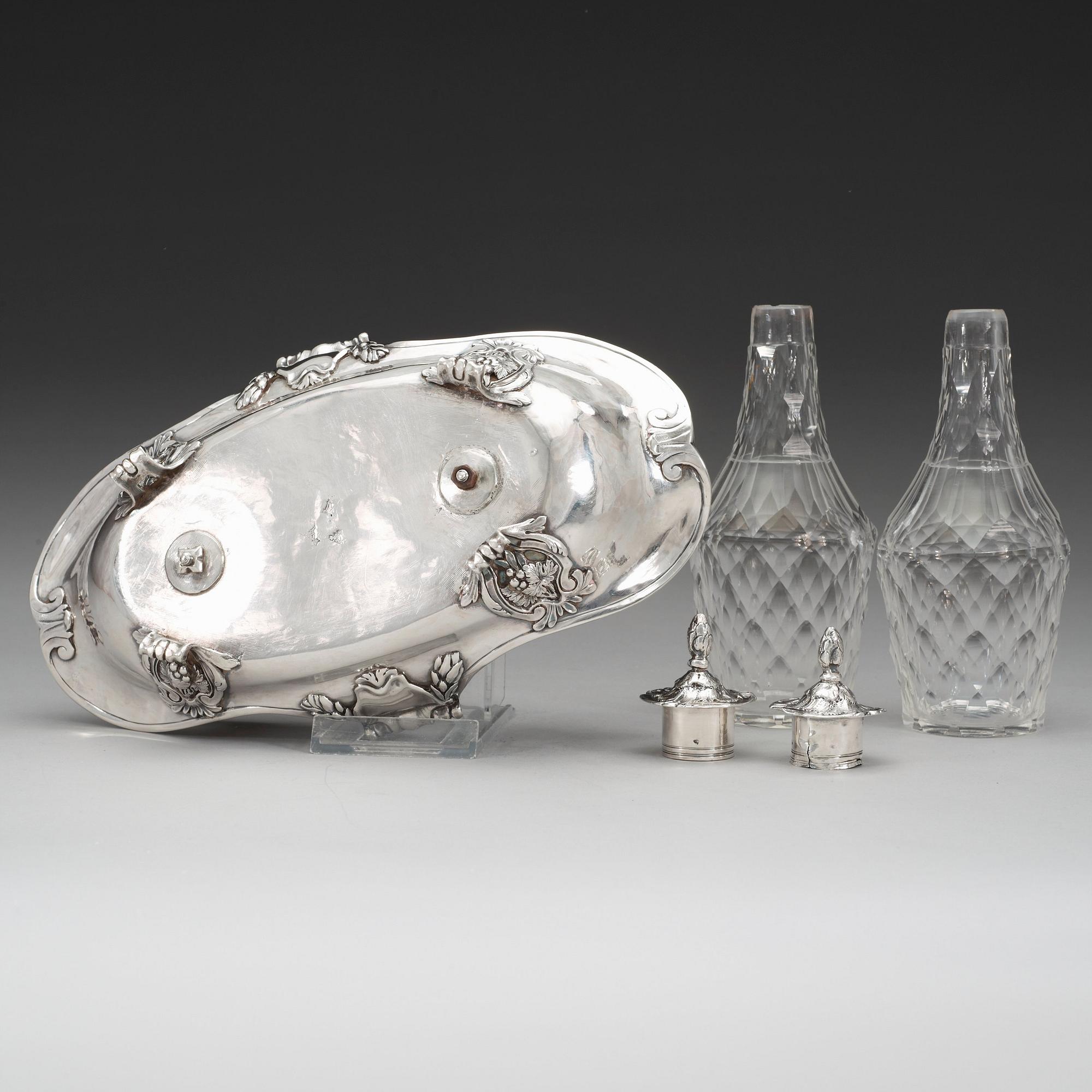 A French 18th century silver cruet-set, marks of Joseph Bouillerot, Paris 1775.