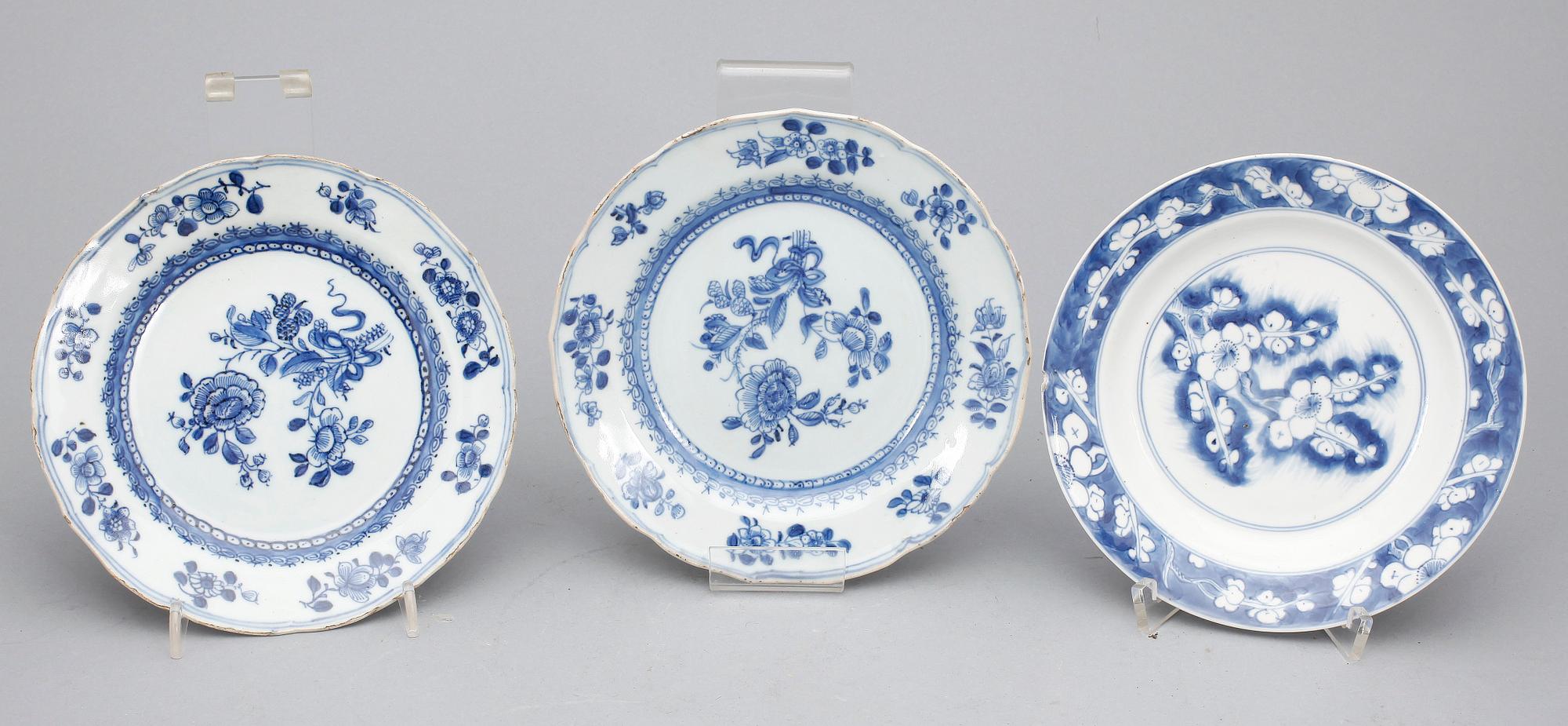 ASSIETTER, 8 st, kompaniporslin, främst Qianlong, 1700-tal.