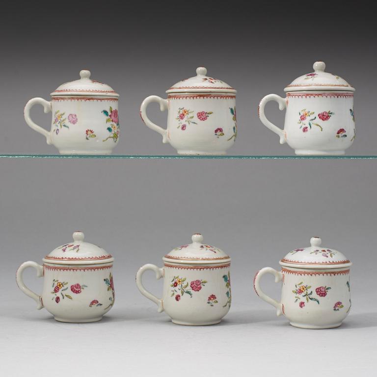 A group of six custard cups with covers, Qing dynasty, Qianlong (1736-95).