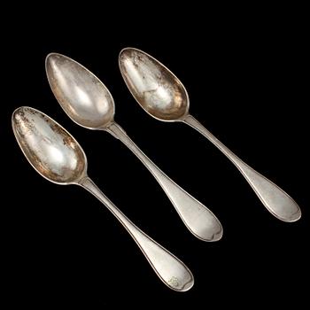 MATSKEDAR, 3 st, silver, Sverige, 1795 respektive 1807. Vikt 220 g.
