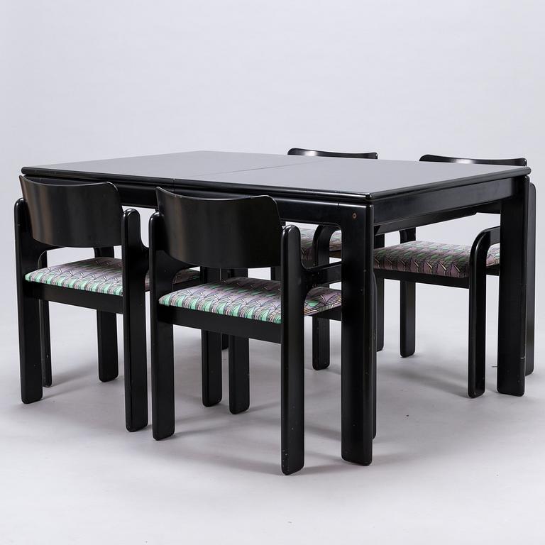 EERO AARNIO, A dinner table and four chairs "Flamingo" for Asko.