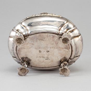 An 18th century silver casket, unidentified marks, possibly Germany.