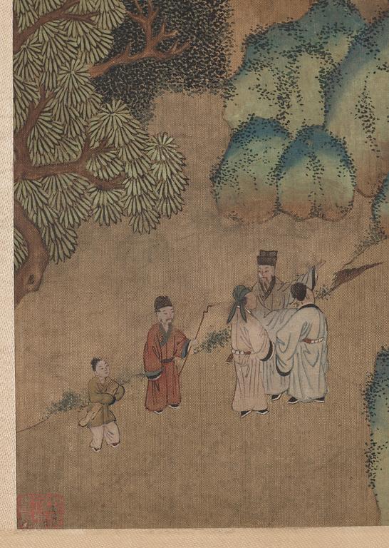 A hanging scroll in a stylized style of Ma Yuan (c. 1160-1225), Qing Dynasty, 18/19th Century.