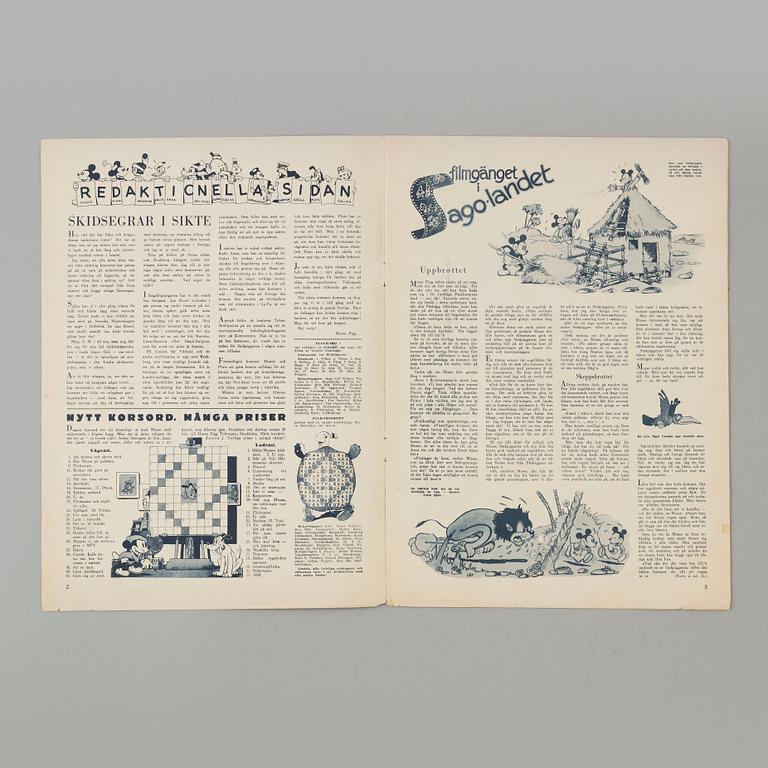 SERIETIDNING, Musse Pigg Tidningen, Nr 3, 1938.