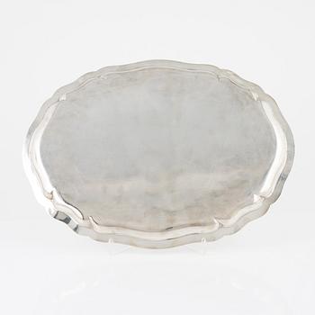 A Rococo style silver tray, Swedish import mark, 20th Century.