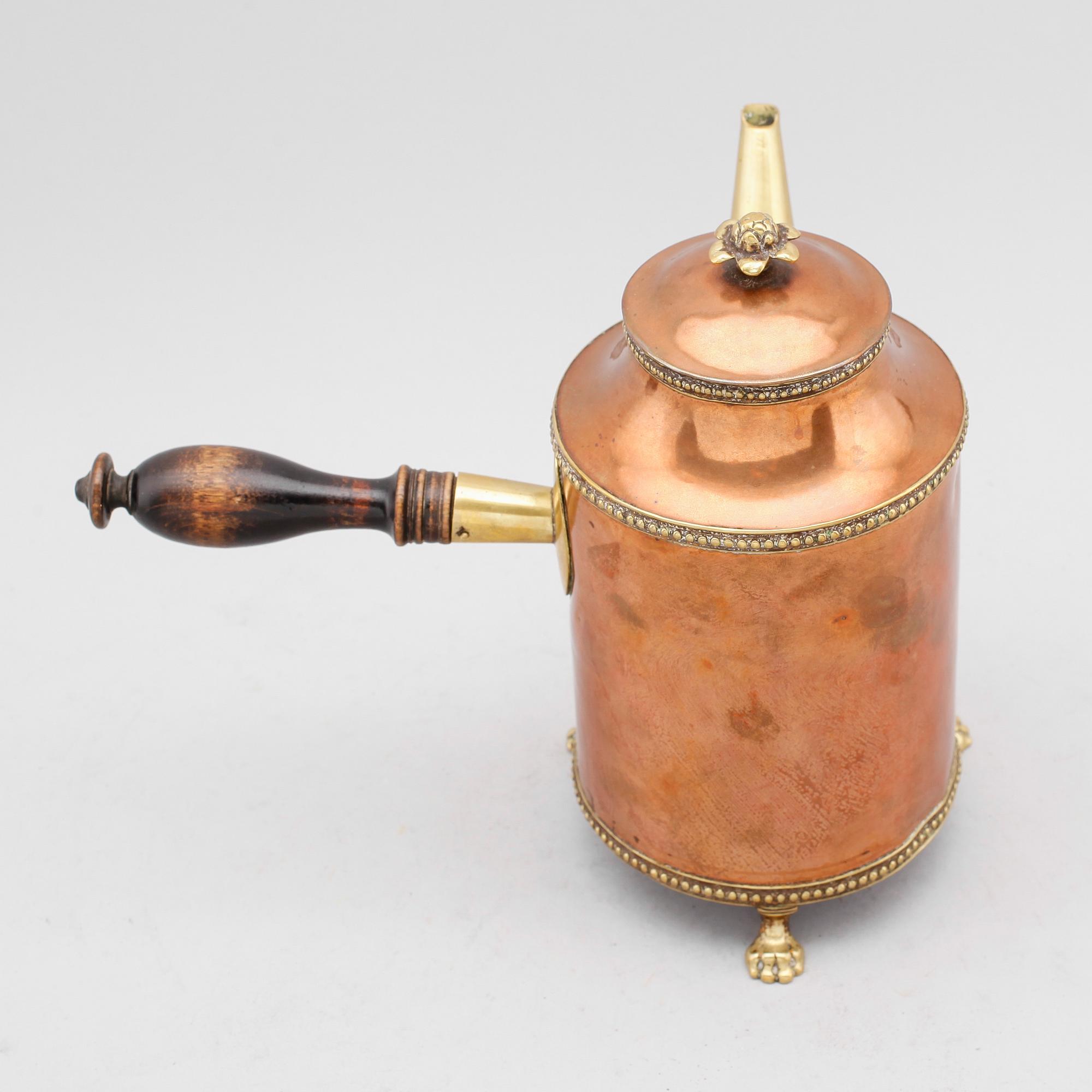 KAFFEKANNA, koppar och mässing, gustaviansk, 1700-tal.