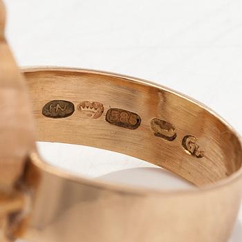 Sormus, 14K kultaa ja sitriini, Helge Narsakka.