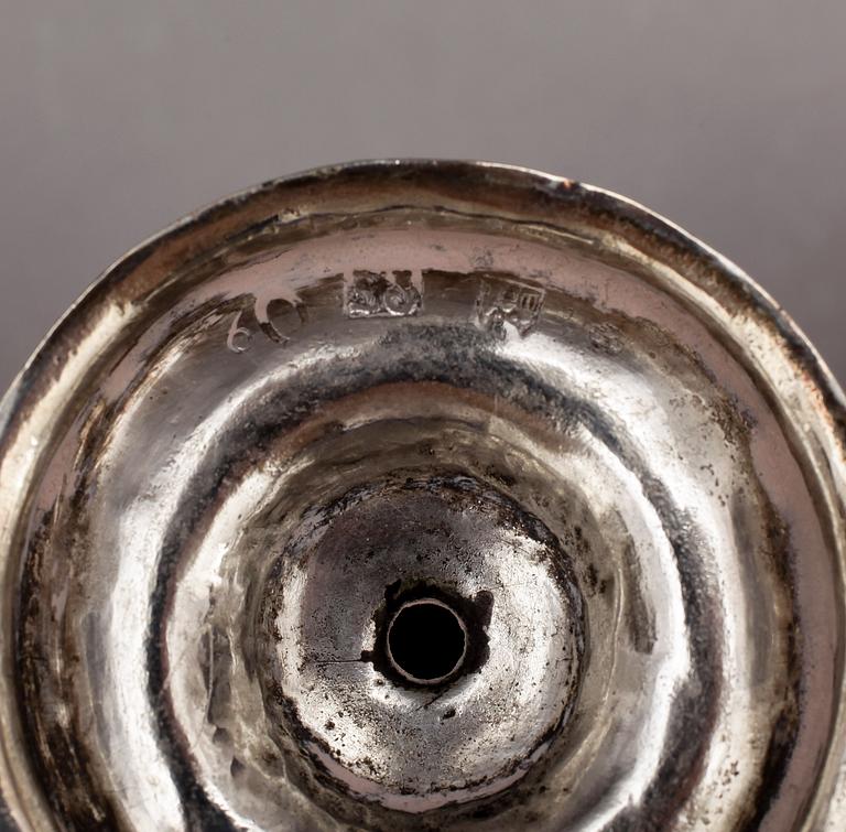 SUPKALKAR, 3 st, silver, bla Peter Falk, Skara, (1766-1800). Totalvikt 128 g.