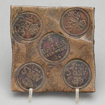 PLÅTMYNT, koppar, 1/2 Daler Silvermynt, Adolf Fredrik av Sverige 1752.