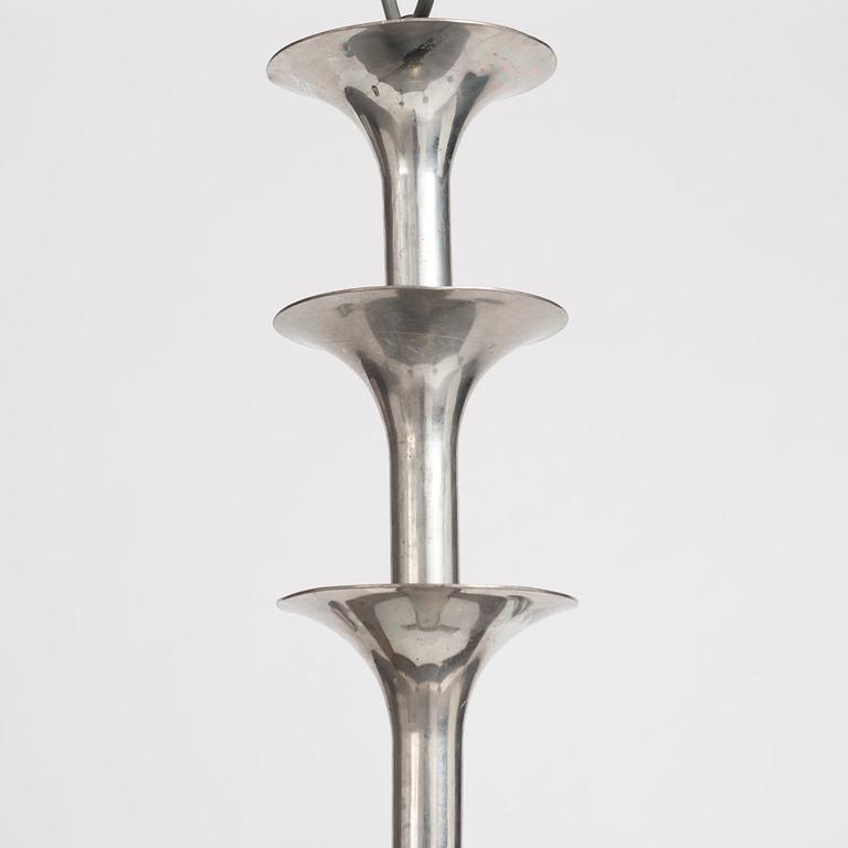 A Swedish Grace pewter ceiling light, probably by Guldsmedsaktiebolaget, Sweden 1920-30's.