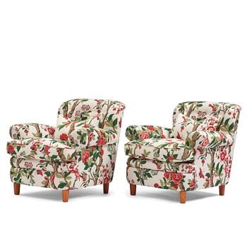 412. Josef Frank, a pair of armchairs model 336, Firma Svenskt Tenn, 2017.