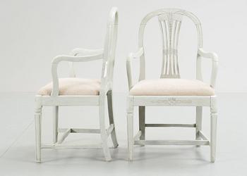 KARMSTOLAR, ett par, gustavianskt provinsarbete, 1700/1800-tal.