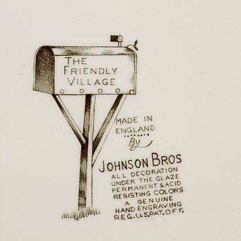 SERVISDELAR, 49 st, flintgods, "The friendly village", Johnson Brothers, England, 1900-talets andra hälft.