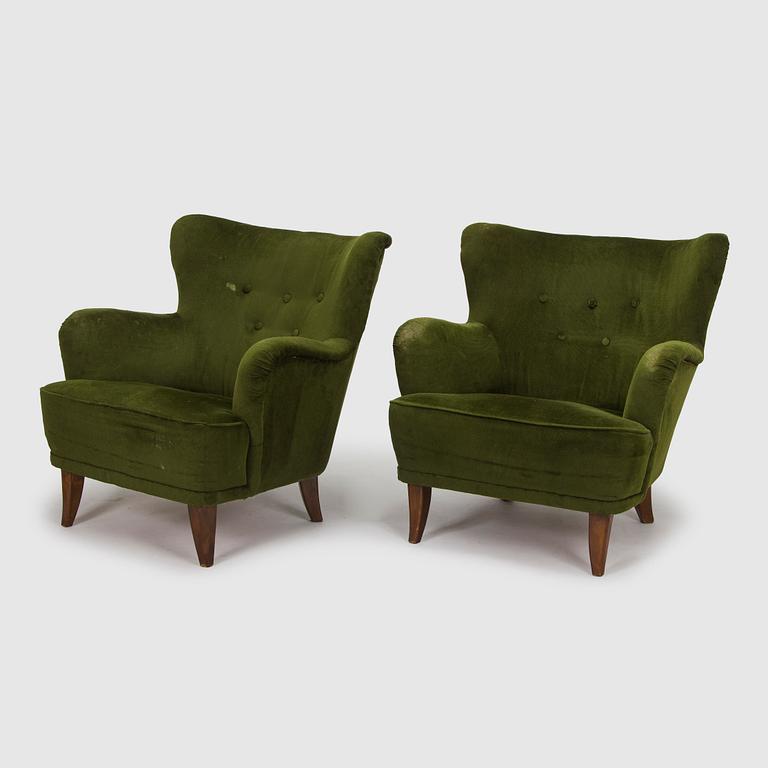 Ilmari Lappalainen, a pair of 1950's 'Laila' armchairs for Asko, Finland.