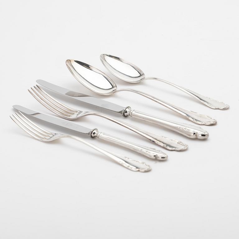 Cutlery, 72 pieces, silver, Haga, JLH, Stockholm, 1951–1956.