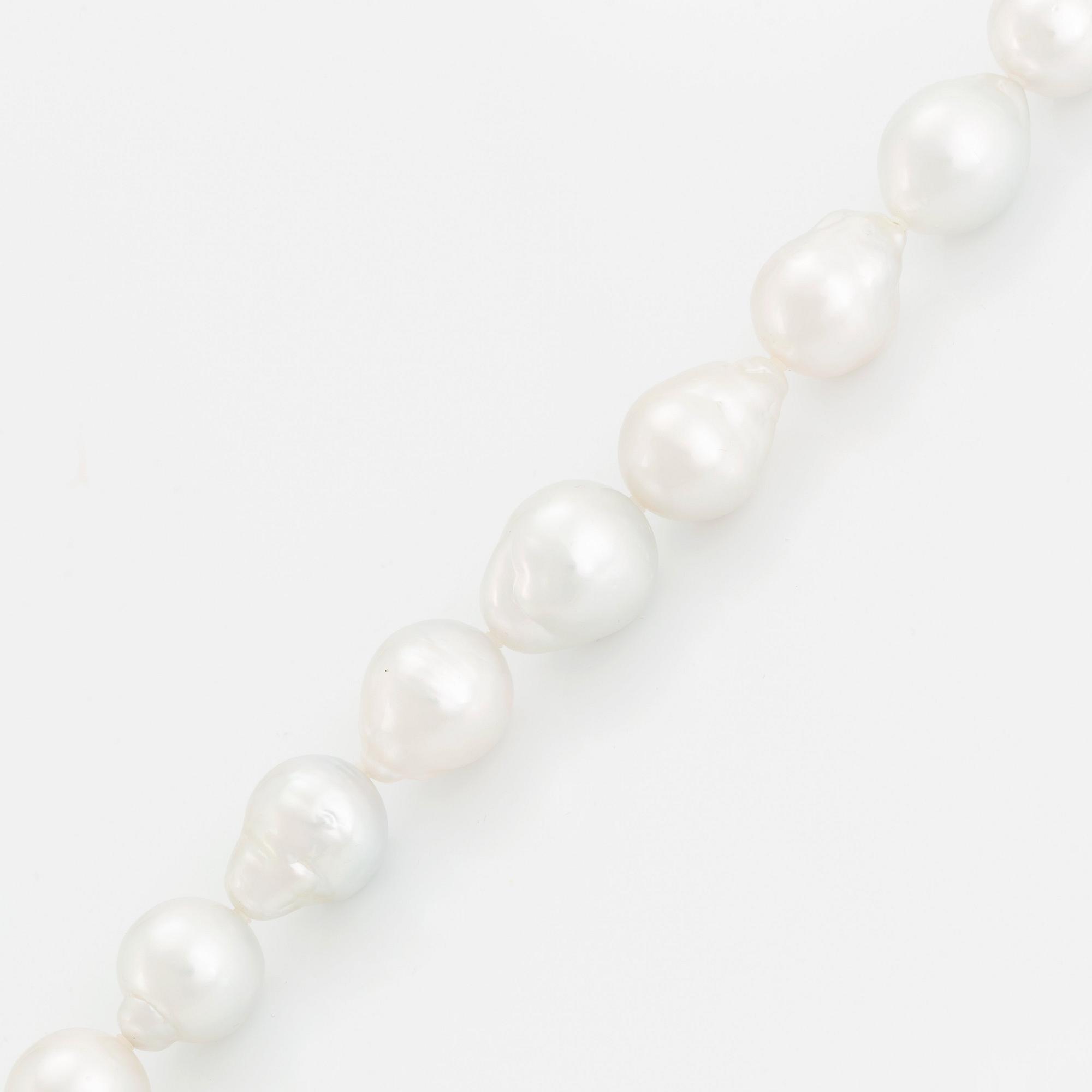A cultured South Sea pearl necklace.