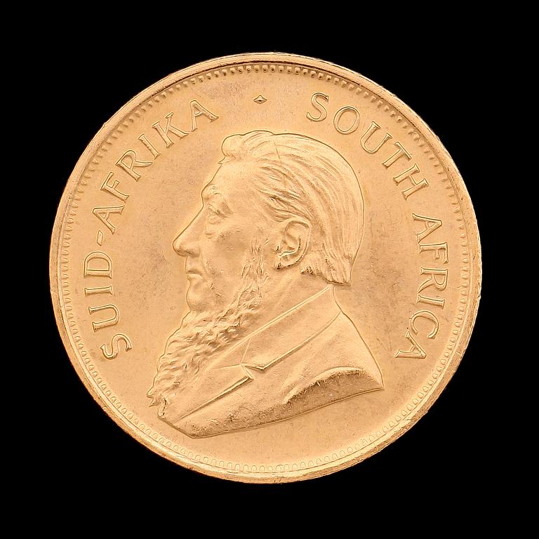 GULDMYNT, finguld, Krugerrand, Sydafrika, 1983. Vikt ca 34 g.