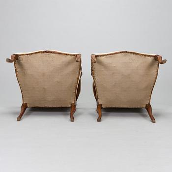 Karmstolar, ett par, nyrokoko, 1800-talets slut.