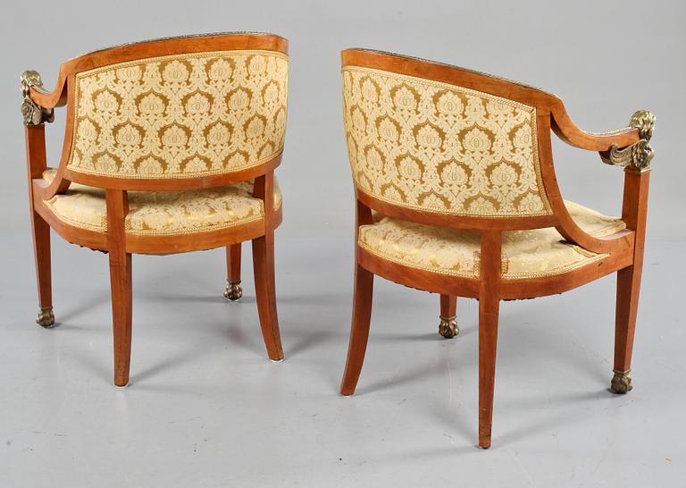 FÅTÖLJER, ett par, empire-stil, 1900-talets första del.