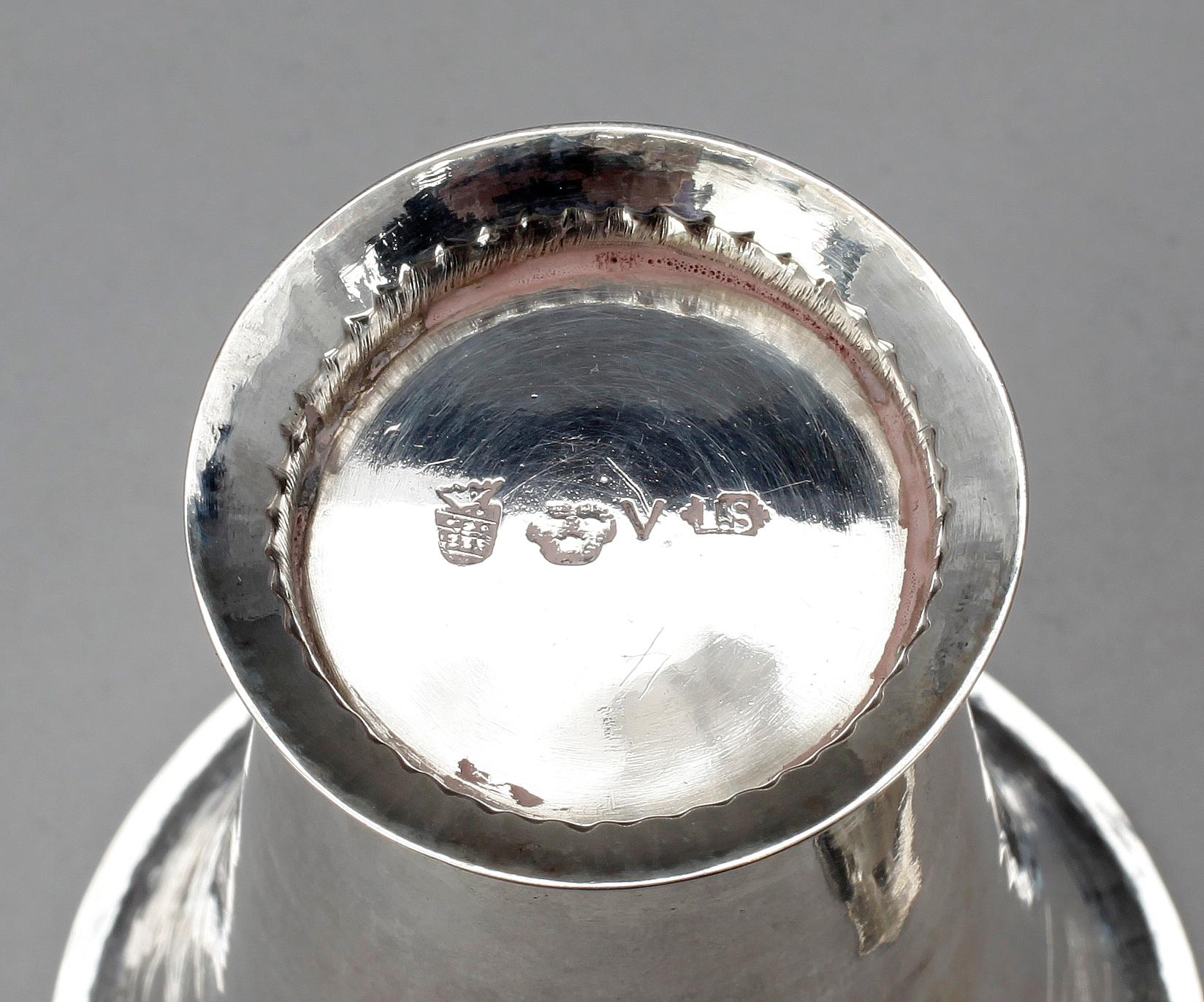 BÄGARE, 4 st, silver, bl a Jöns Spongberg, Gränna 1765. Tot ca 245 g.