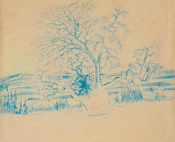 340. Carl Fredrik Hill, Landscape with a solitary tree.