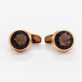 Manschettknappar, fasettslipad rökkvarts, 14K guld. Martti Viikinniemi, 1970.