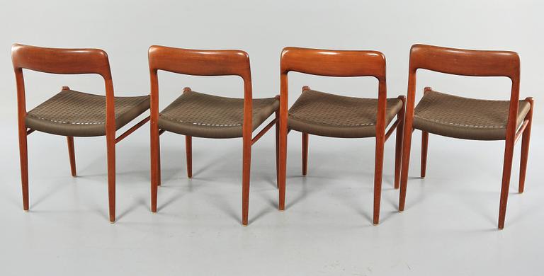 STOLAR, 4 st, "modell 75", Niels O Møller, J L Møller, Danmark, 1960-tal.