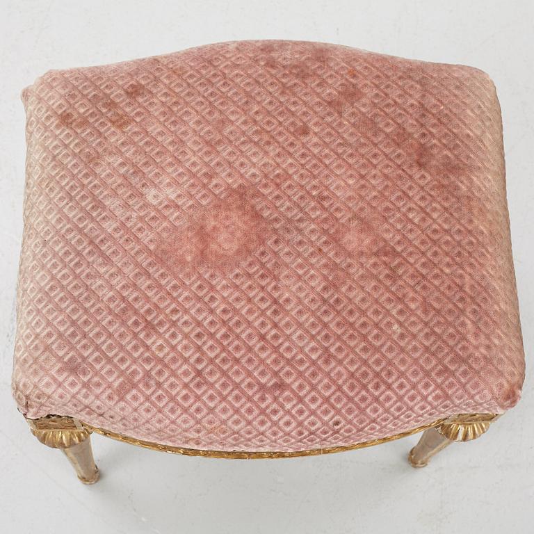 A Gustavian giltwood stool by E. Ståhl (master in Stockholm 1794-1820).