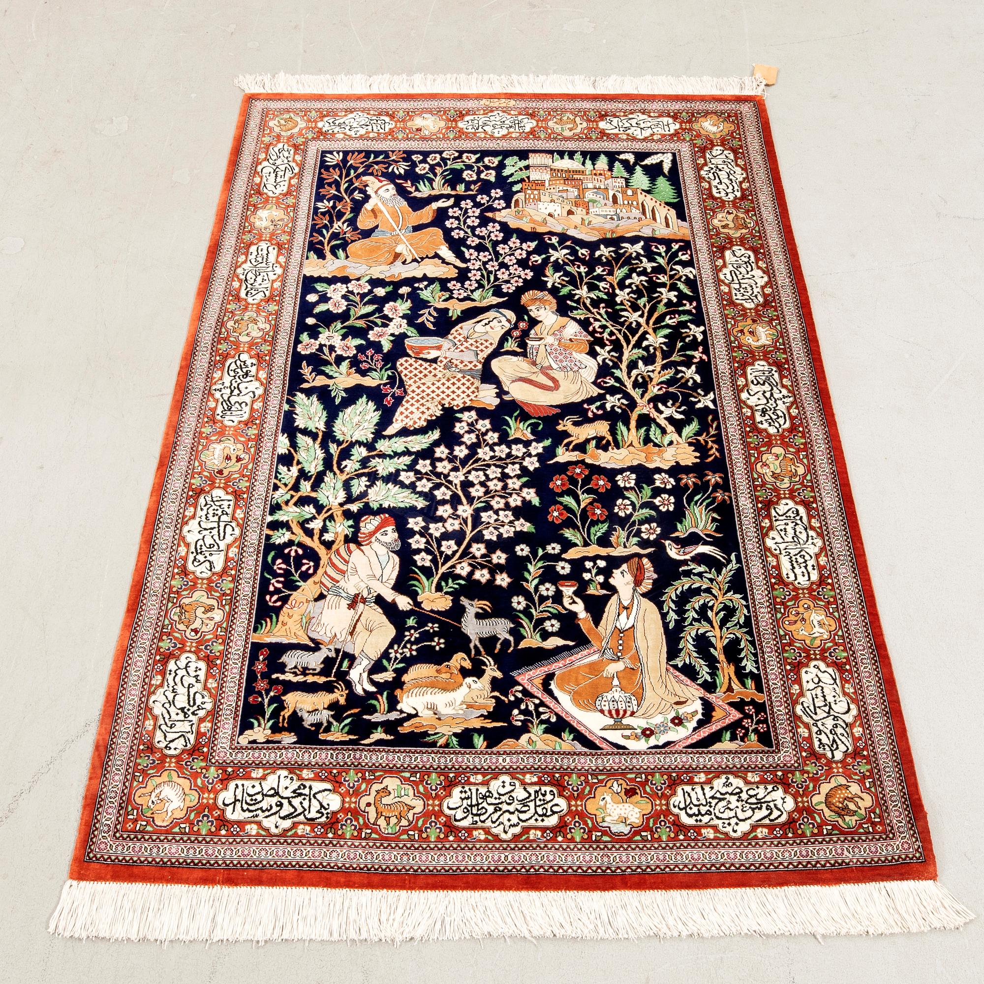 Matta Ghom silke signerad ca 153x100 cm.