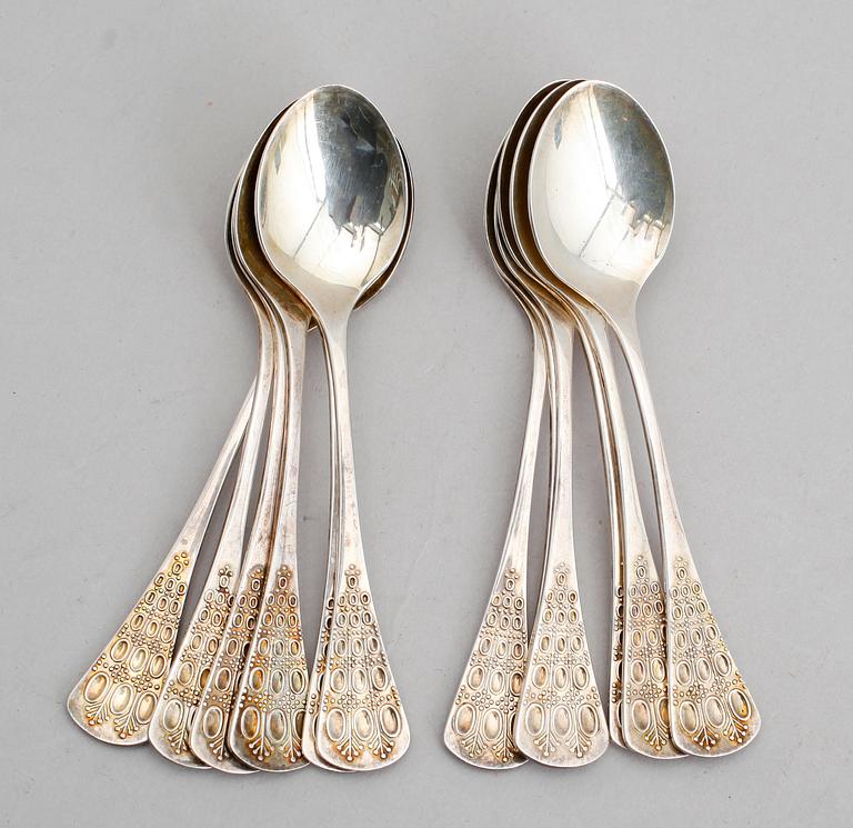 KAFFESKEDAR, 12 st, silver, Rosenthal, Tyskland. Vikt ca 162 gram.