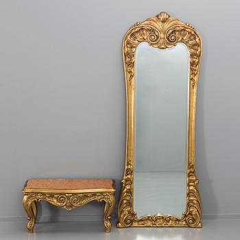 A MIRROR AND CONSOLE TABLE, turn of the century 1900 / early 20th century.