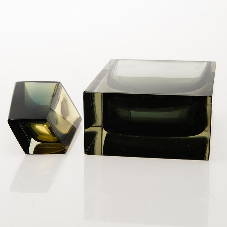 KAJ FRANCK, Two glass vases, signed. Nuutajärvi, Finland 1960s.