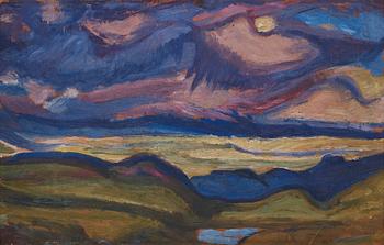 677. Helmer Osslund, Moonlit river landscape.