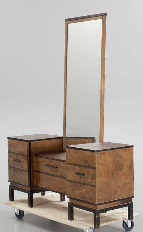 BYRÅ MED SPEGEL, art deco, 1900-talets andra kvartal.