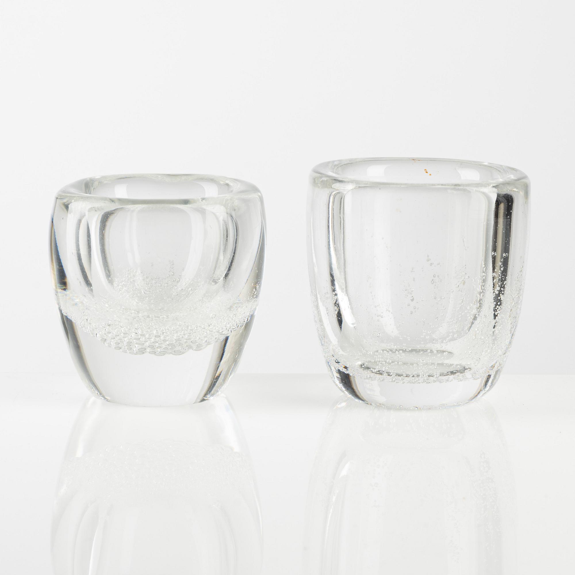 Kaj Franck, vases, 2 pcs, glass, Iittala, Finland.
