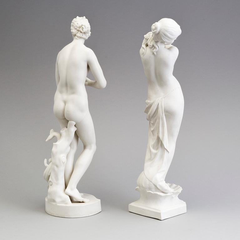TWO PARIAN FIGURES, Gustafsberg, early 20th century.