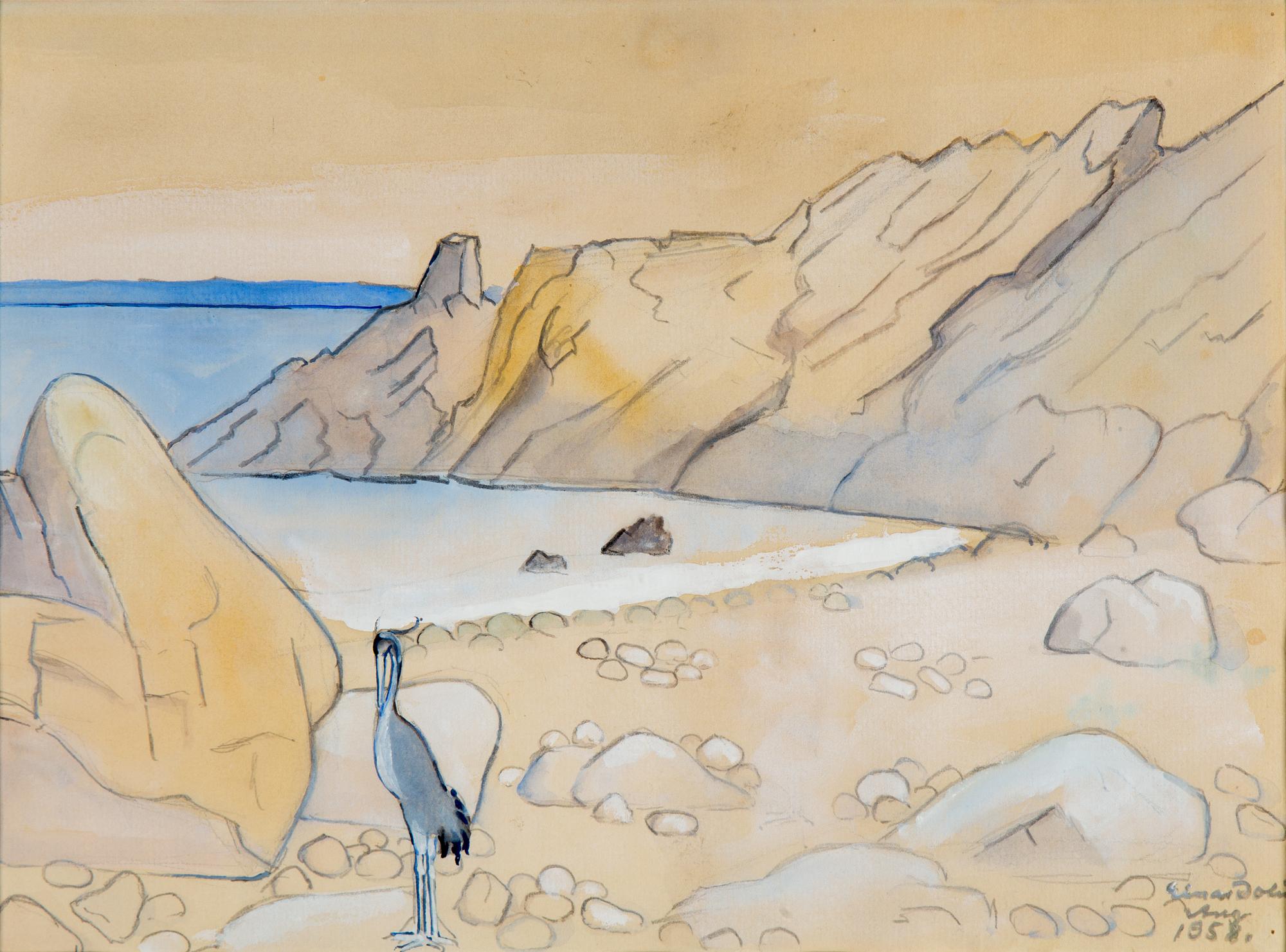 EINAR JOLIN, water color, signed and dated 1958.