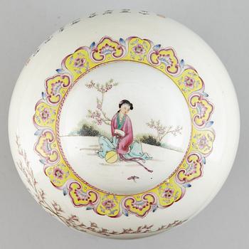 A famille rose jar with cover, China, Republic style, 20th Century.