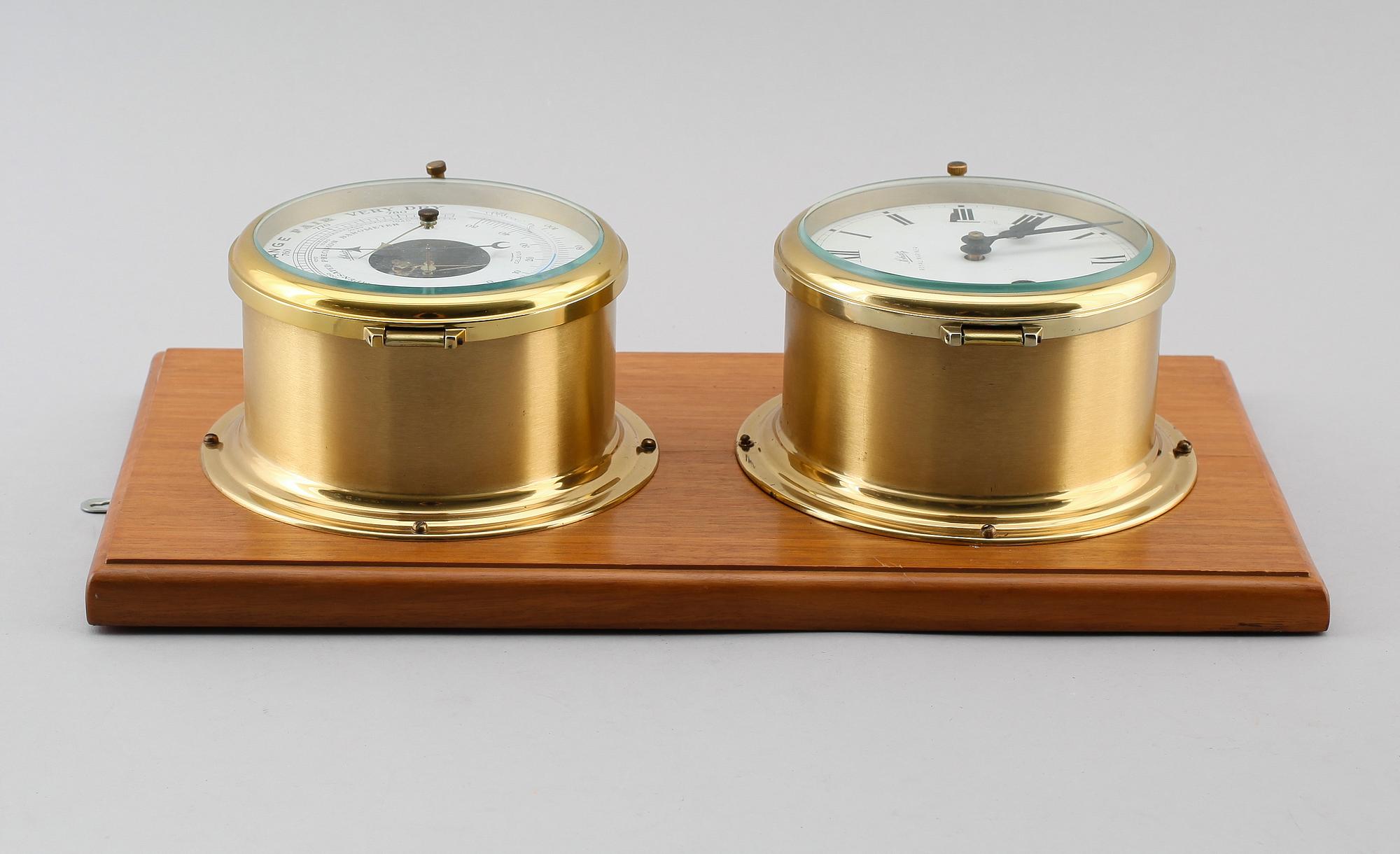 SKEPPSUR OCH BAROMETER, mässing, Schatz, 1900-talets andra hälft.