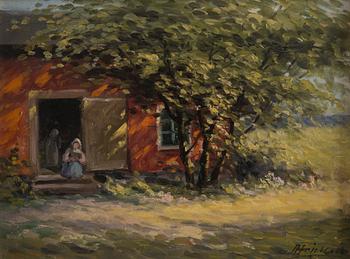 Arthur Heickell, Nainen mökin portailla.