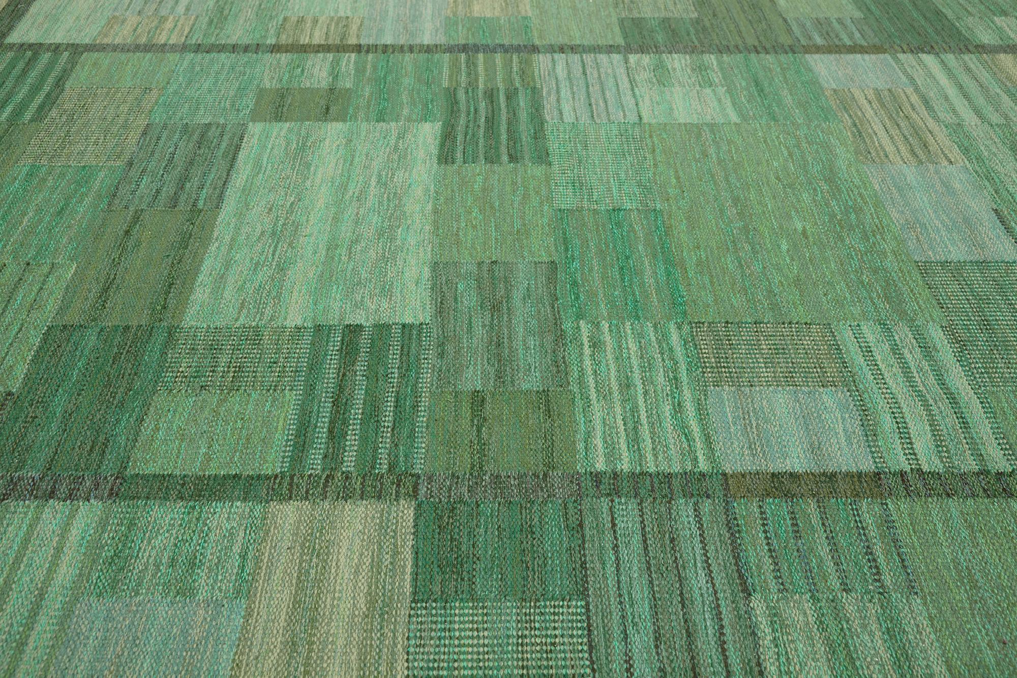 Marianne Richter, matta, "Fasad, grön II", rölakan, ca 240-241,5 x 187-189,5 cm, signerad AB MMF MR.