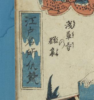 Ando Hiroshige, efter, samt oidentifierad konstnär, träsnitt två stycken.
