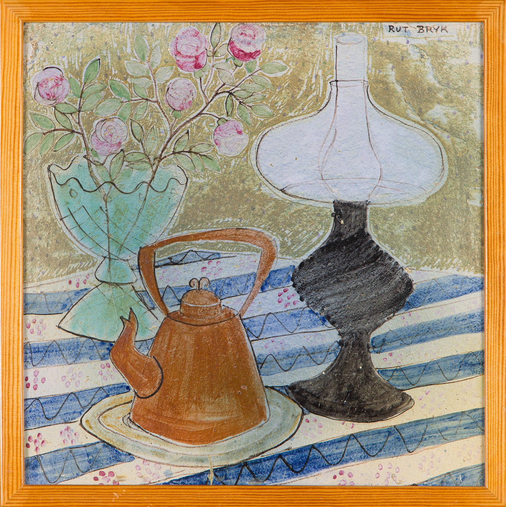 Rut Bryk, A stoneware relief, signed Rut Bryk.