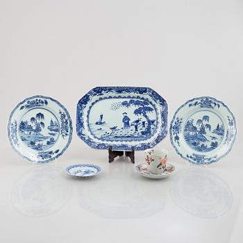 Parti porslin, 7 delar,  Kina, Kangxi (1662-1722) och Qianlong (1736-95).