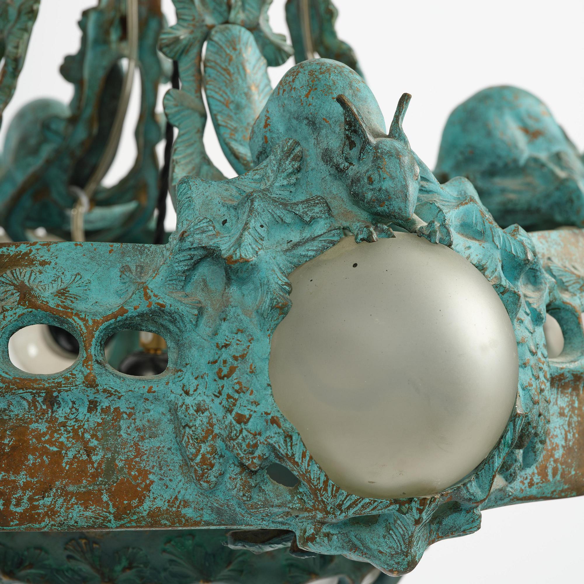 Emy Wahlström, an Art Nouveau chandelier model "5024", Arvid Böhlmarks Lampfabrik, Stockholm, 1910s.