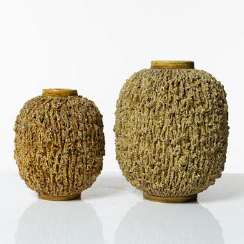 Gunnar Nylund, vaser, 2 st, stengods, chamotte, Rörstrand.