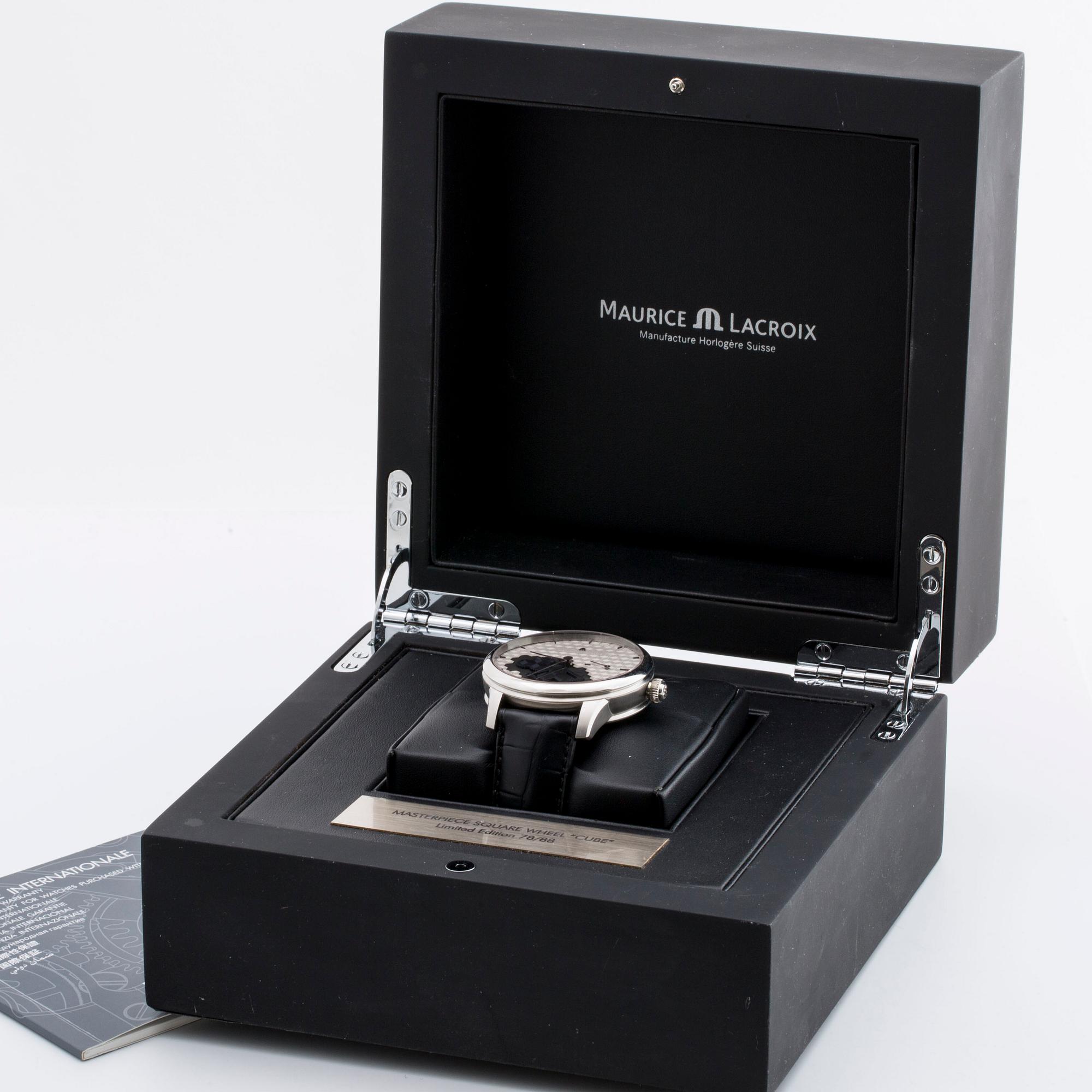 MAURICE LACROIX wristwatch steel Masterpiece Square Whell "Cube" 42 m Limited edition 78/88.