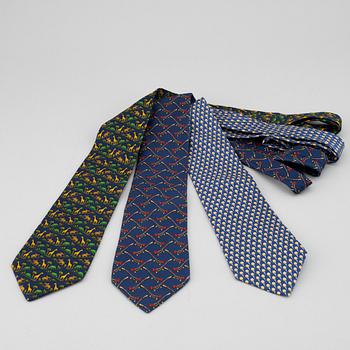 SALVATORE FERRAGAMO, three silk ties.